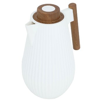 Liar thermos white matte with a wooden handle with a push button 1 liter image 2