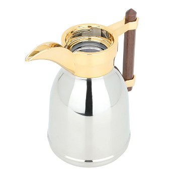 Tamim Dallah 3, silver, with dark wooden handle, golden mouth, 0.35 liter image 4