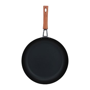 Japanese black frying pan with brown handle 28 cm image 2