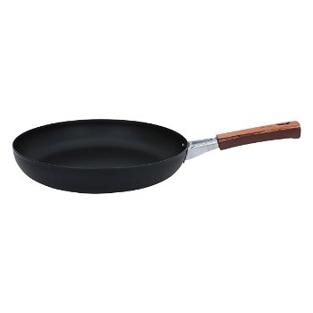 Japanese black frying pan with brown handle 28 cm image 3