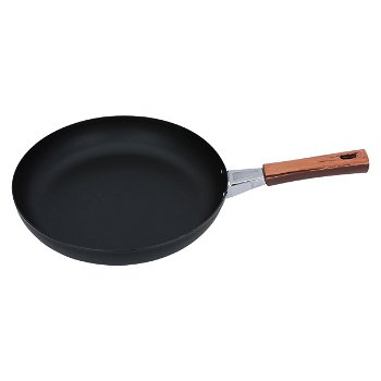 Japanese black frying pan with brown handle 28 cm image 1