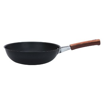 Black Japanese deep frying pan with brown handle 24 cm image 3