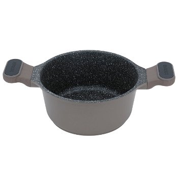 Robust light brown granite cooking pot with silicone glass lid 20 cm image 3