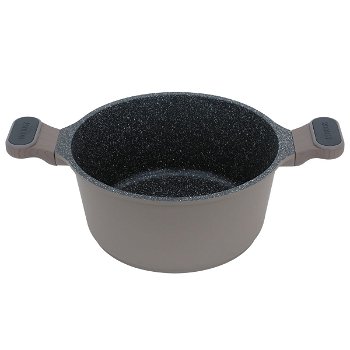 Robust light brown granite cooking pot with silicone glass lid 24 cm image 3
