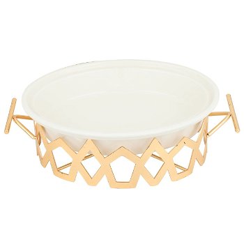White oval porcelain heater with a 12-inch golden stand image 3