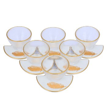 Arabic coffee cups set, transparent glass with saucer, 12 pieces image 2