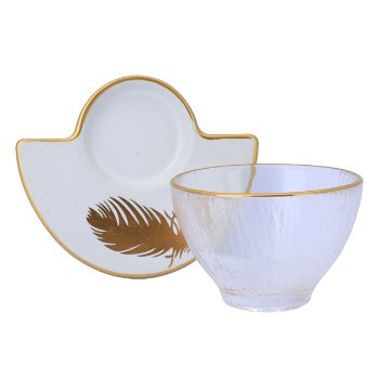 Arabic coffee cups set, transparent glass with saucer, 12 pieces image 1