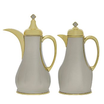 Laura thermos set, shiny silver, with a golden handle, two pieces image 1