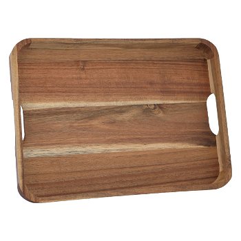 Serving tray, rectangular wood with middle handle image 1