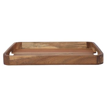 Serving tray, rectangular wood with middle handle image 2