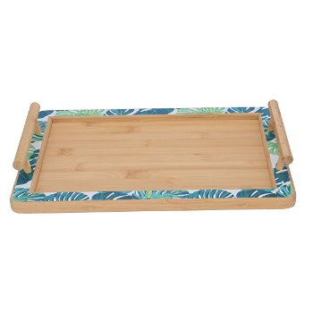 Serving Tray, Wooden Rectangular Decorated with Large Hand image 2