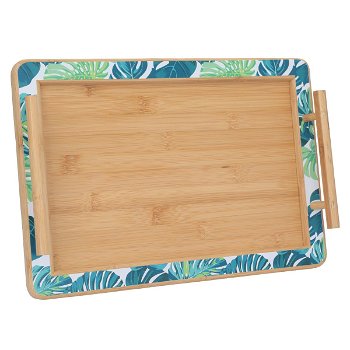 Serving Tray, Wooden Rectangular Decorated with Large Hand image 1
