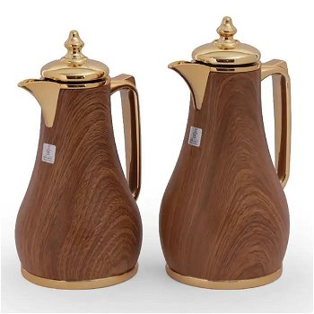 Wooden Regency thermos Set with Gold Lid, 2 Pieces image 1
