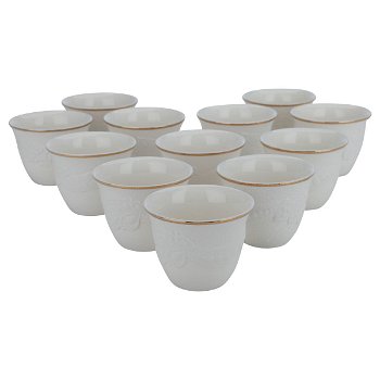 coffee cups white with leaf pattern and gold line 12 pieces image 1