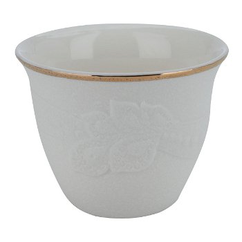 coffee cups white with leaf pattern and gold line 12 pieces image 2