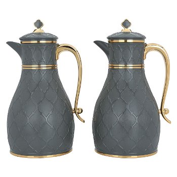 Nahla thermos, dark gray with a golden handle, 2-pieces image 1
