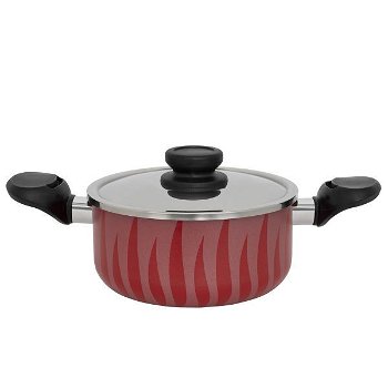 Red Flame Cooking Pot, Red with Steel Lid, 18 cm image 1