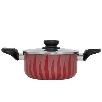 Red Flame Cooking Pot, Red with Steel Lid, 18 cm image 2