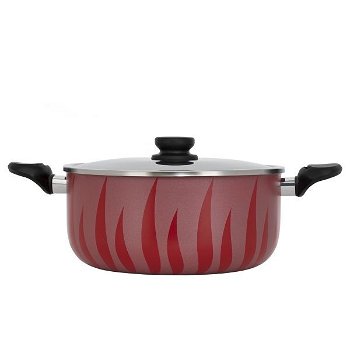 Red flame cooking pot, red with a steel lid, 24 cm image 2