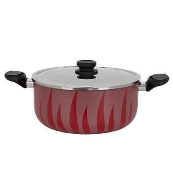 Red flame cooking pot, red with a steel lid, 24 cm image 1