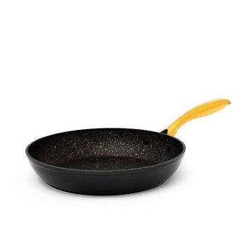 Rocky black Granite Frying Pan.golden handle. image 1