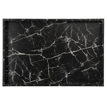 Serving tray, rectangular wood with small black marble handles image 2