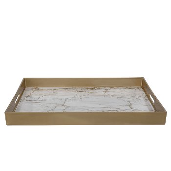 Serving tray, rectangular with golden and beige handles, AlSaif Gallery image 3