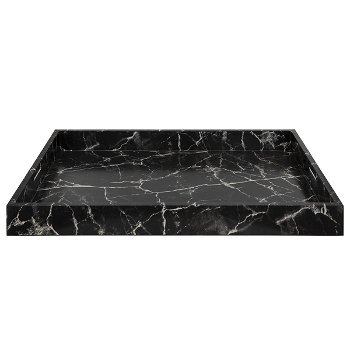 Serving tray, rectangular wood with small black marble handles image 3