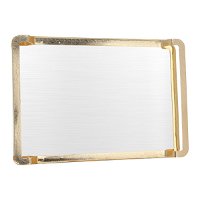 Serving tray, middle rectangular silver steel with golden edges with handle product image