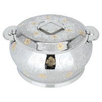 Silver Indian food keeper, golden pattern, 5000 ml product image