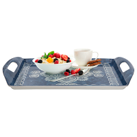 Serving tray, melamine rectangle with blue patterned handle, 21.5 cm, Al Saif Gallery product image