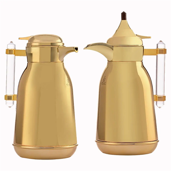 Shahd Thermos, golden, with acrylic handle, two pieces image 1