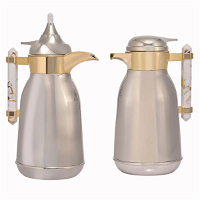Shahd Thermos, gilded silver steel, with a white marble handle, two pieces product image