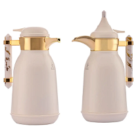 Shahd Thermos, white, gilded line, with white marble handle, 2-pieces product image