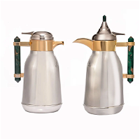Shahd Thermos, gilded silver steel, with a green marble handle, two pieces product image