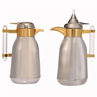 Shahd Thermos, silver steel, gilded line, with an acrylic hand, two pieces product image