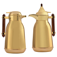 Shahd thermos, golden, with a wooden handle, two pieces product image
