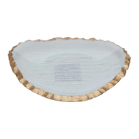 Glass dessert plate, transparent, triangular shape with golden edge product image